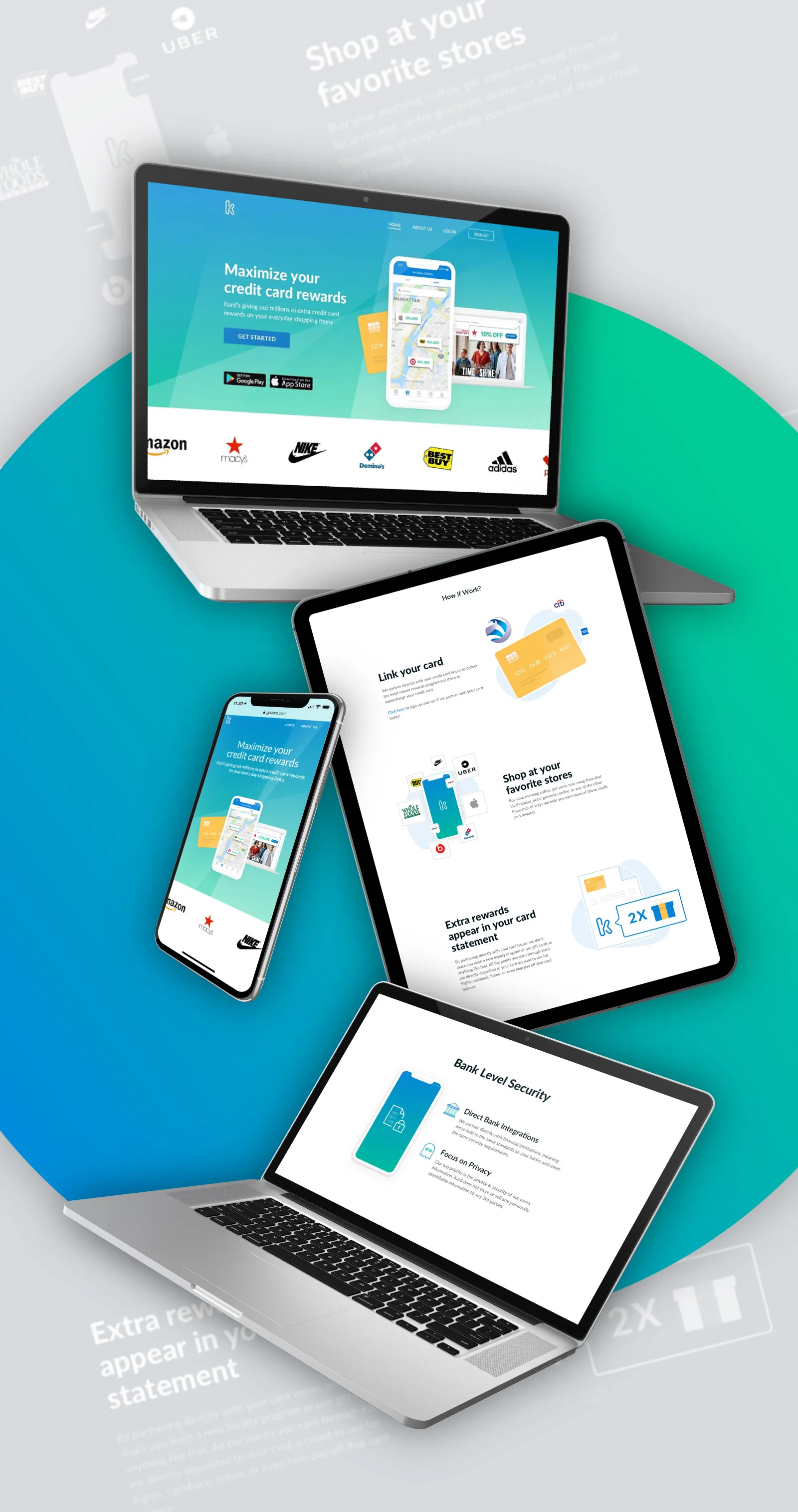 Kard: card-linked cash-back rewards mobile app design (screen 2)