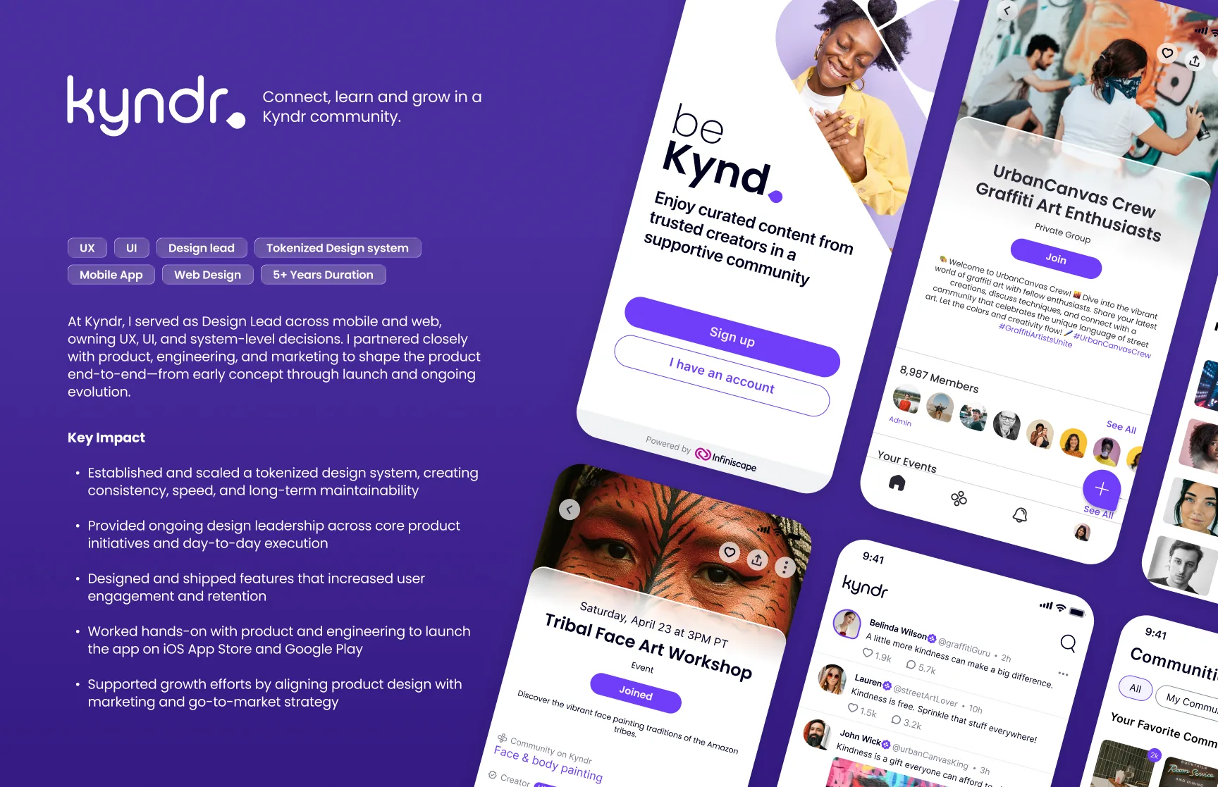 Kyndr: social events mobile app UI design (screen 1)