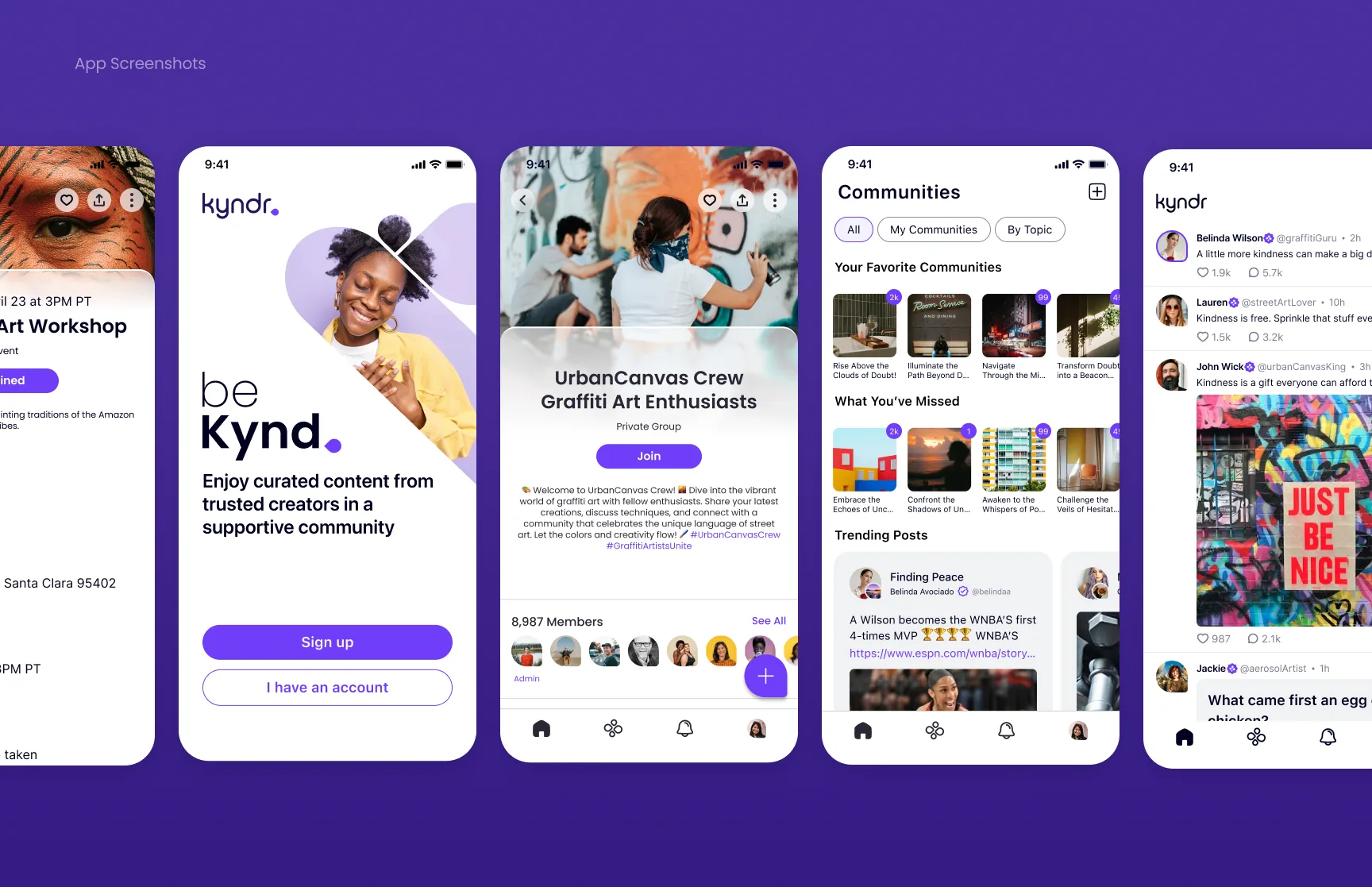 Kyndr: social events mobile app UI design (screen 2)