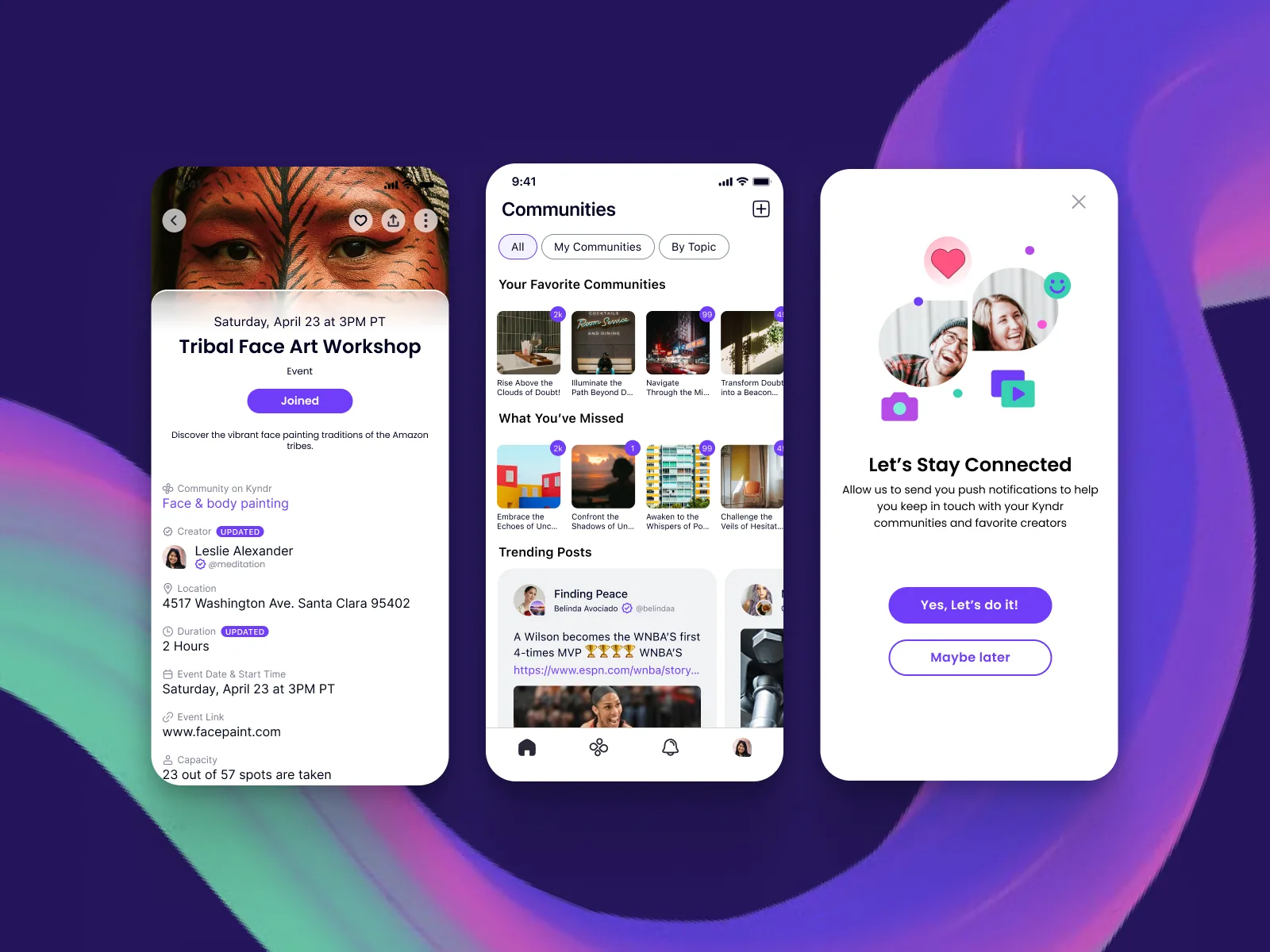 Kyndr: social events mobile app UI design (screen 8)