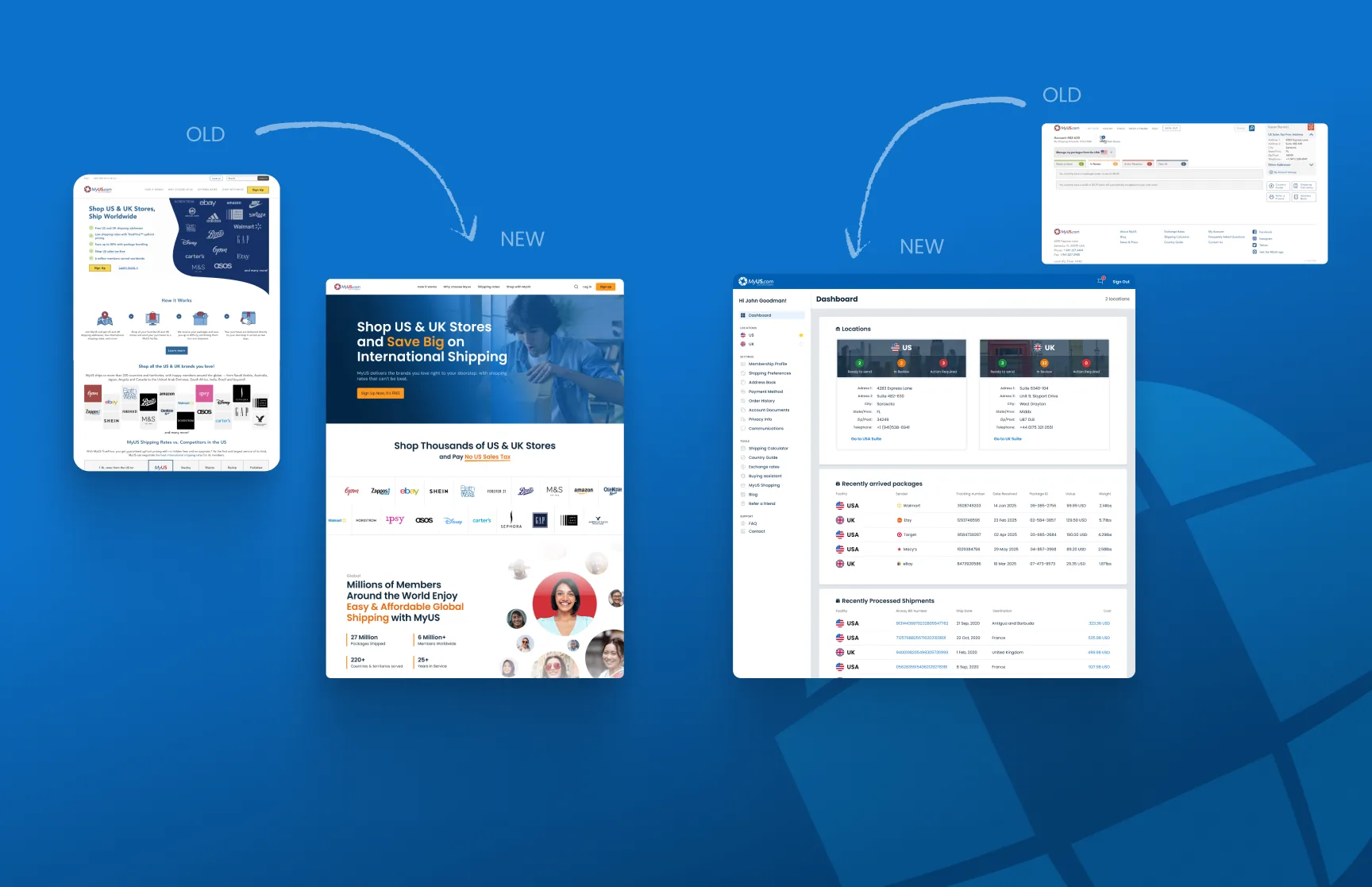 MyUS: international shipping and shipping calculator web product design (screen 2)